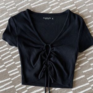 Abercrombie & Fitch Black Lace-Up Crop Top